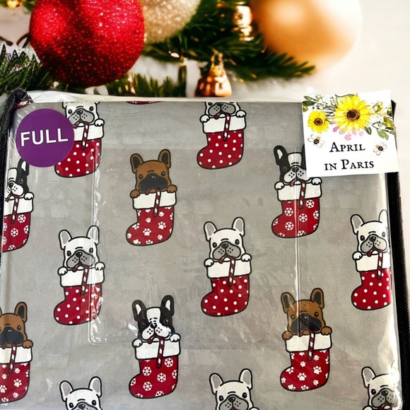 Frenchie French Bulldog FULL Size Sheet Set | 4pcs | Christmas - Picture 2 of 5
